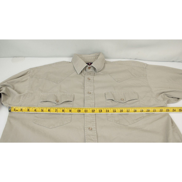 Panhandle Slim Beige Pearl Snap Button Down Shirt Men L Western Long Sleeve - Picture 4 of 13